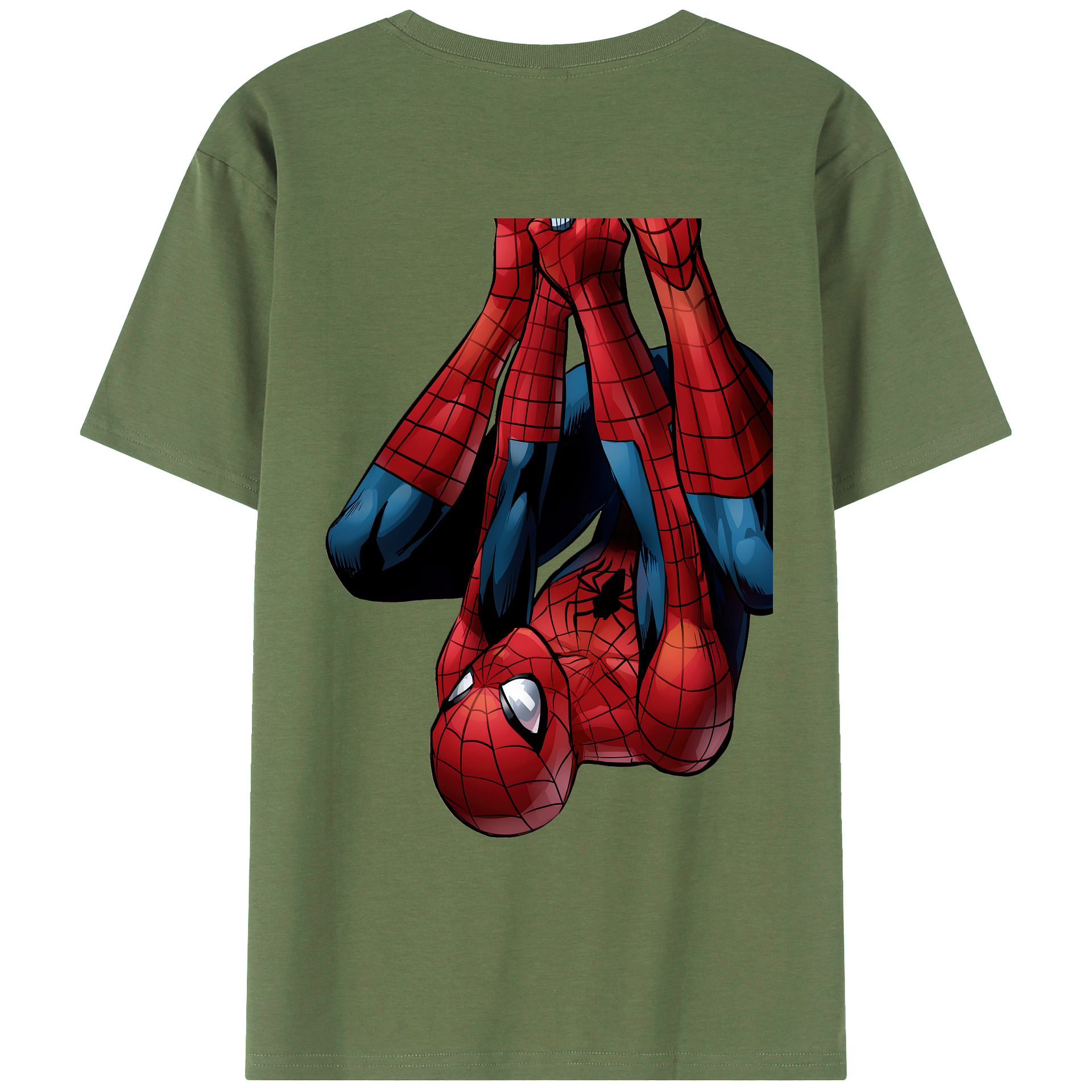（画像用） Spider Man スパイダーマン 綿100％ メンズ半袖Tシャツ（バックプリント） 通気性